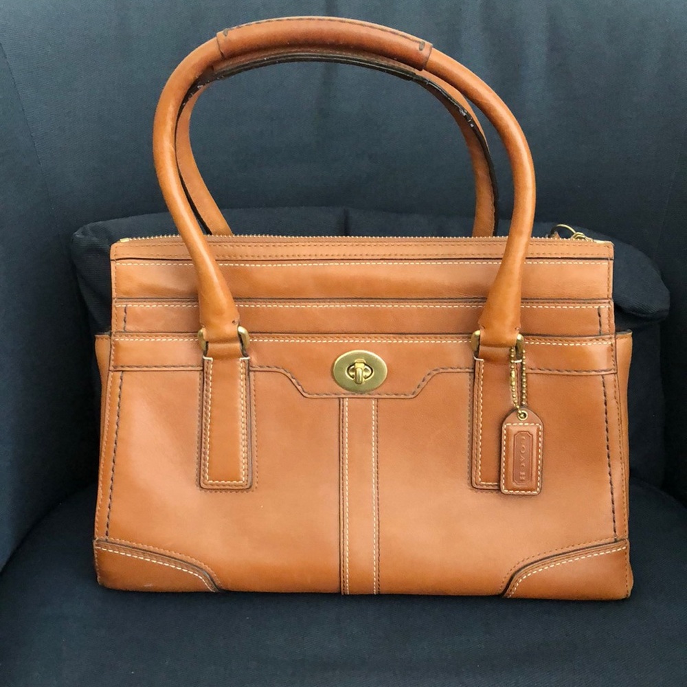 Coach Vintage Hamptons Leather Medium Carryall Satchel Bag Acorn Brown